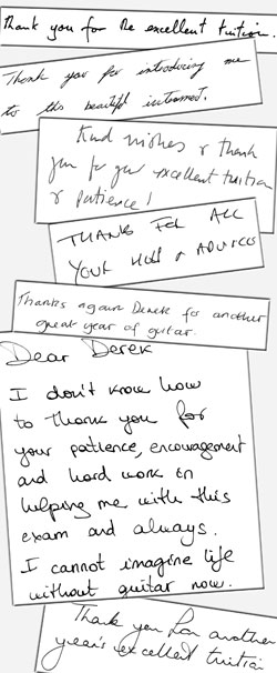 Testimonials / References for Guitar Lessons